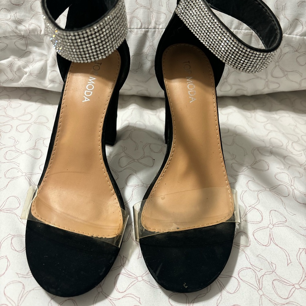 TOP Moda Black and Silver Heels